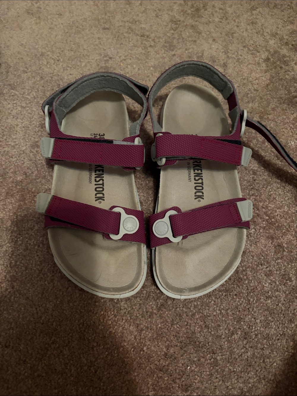 Birkenstock Maroon Adjustable Strap Sandals